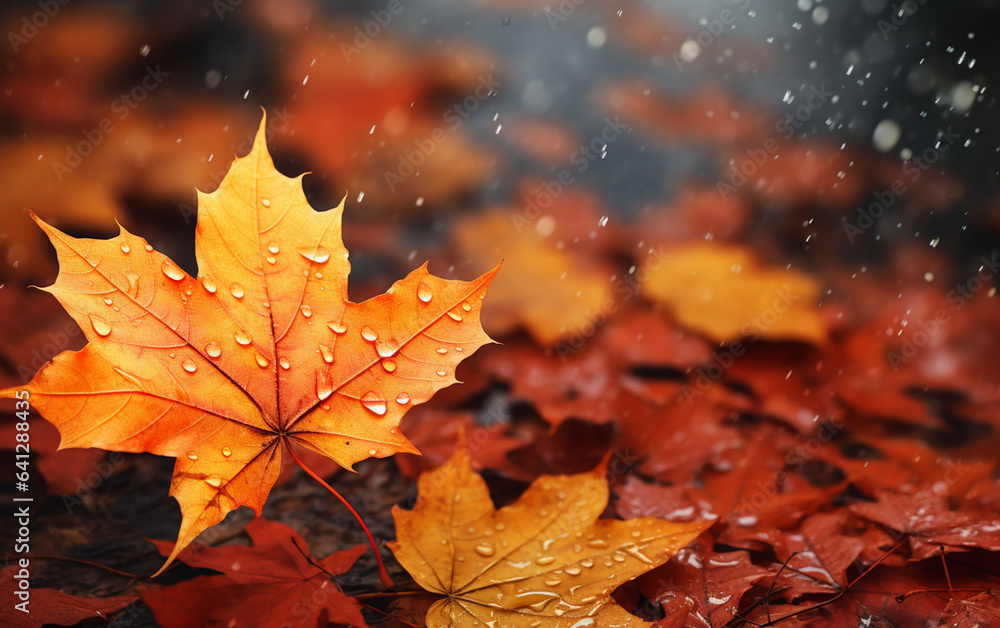 Wall mural maple leaf in autumn with maple tree under sunlight background