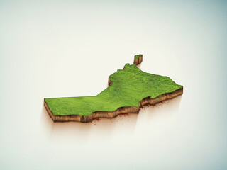 High-quality Oman 3D soil map, Oman 3D soil map render.