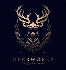 Deer logo Luxury Illustration Vector Logo, Royal Deer