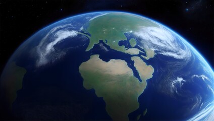 Earth from Space. Blue Planet Earth Seen from Orbit.
