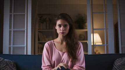 Fototapeta premium Frustrated disappointed woman during pregnancy , difficulties conceiving.