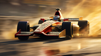 Indy car racecar in action. Racing season