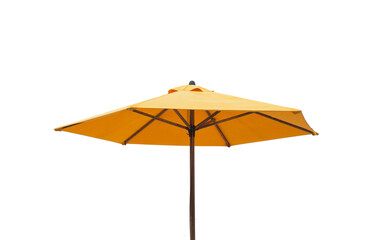 Yellow heat shield umbrella isolated on white background.