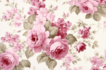 Pink decorative art seamless design vintage blossom pattern retro flower wallpaper