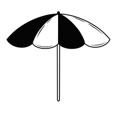 Black doodle beach umbrella.	

