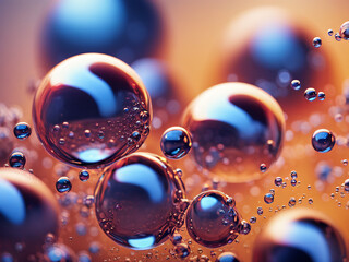 bubbles chemical liquid pink macro. chemical reaction in living organisms harmful to helium and methane in liquid states