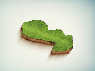 High-quality Paraguay 3D soil map, Paraguay 3D soil map render.