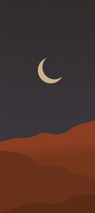desert at night mobile wallpaper vector design