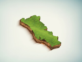 High-quality Portugal 3D soil map, Portugal 3D soil map render.