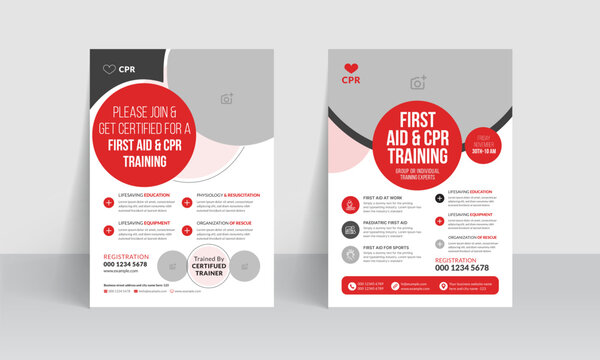 CPR Training Flyer Templates And Brochure Cover Design