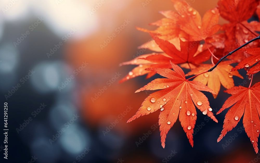 Wall mural maple leaf in autumn with maple tree under sunlight background