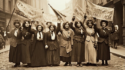 Victorian suffragettes advocating for women's rights