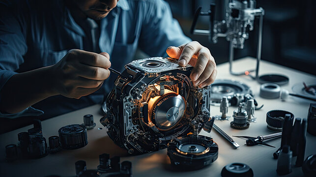 Inventors tinkering with futuristic gadgets