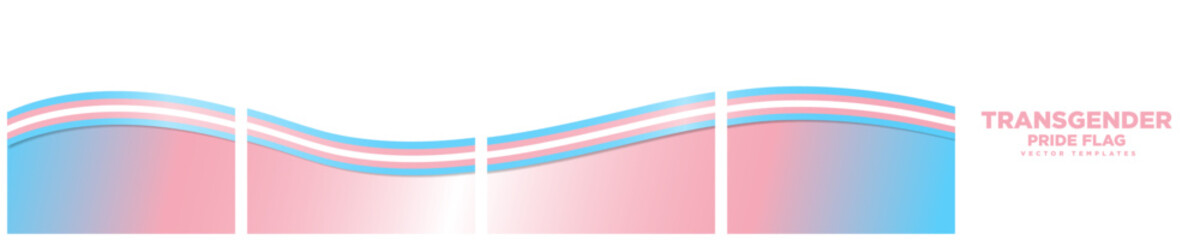 Set of Continuous Social Media Carousel Post Card Template of Transgender Pride Flag Ribbons, isolated. Transgender Pride Flag Frames. Editable Vector Illustration, 
