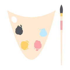 Color palette board with long brush painting utility
