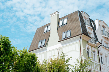 Exterior building european style architecture outdoors on a summer day