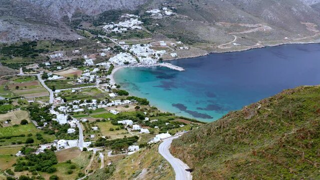 Aerial Around Greek Village Of AEGIALI (Amorgos)