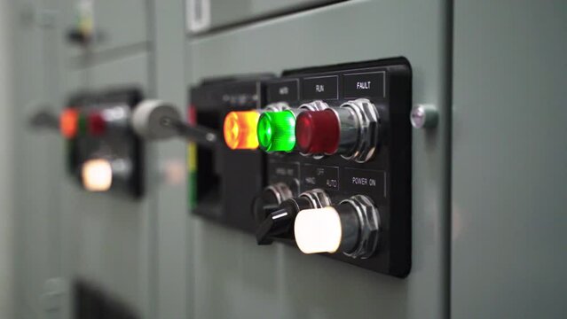 Close-Up View of Substation Circuit Breaker Panel