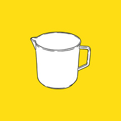 plastic mug jug volume liter. Hand Drawn. - Vector