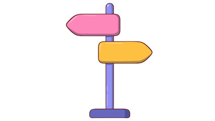 direction road sign, cartoon road sign illustration, post arrow signboard