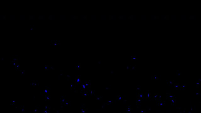 Blue Confetti Animation Isolated Party Popper Falling For Celebration Birthday Anniversary On Black, Green and Alpha Matte Channel Perfect For Compositing Into Your cgi Scene. 4K ProRes 4444