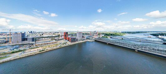 view of the river and the bridge hamburg 