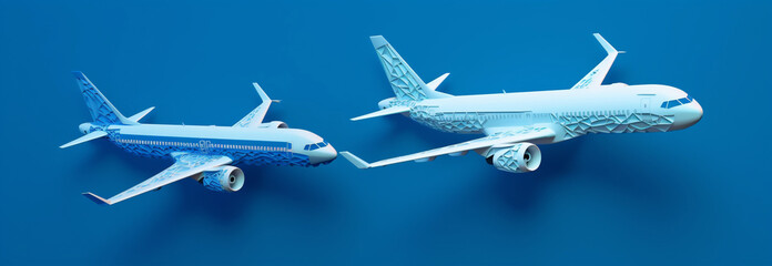 air blue aircraft aeroplane plane background transportation business flight white fly. Generative AI.