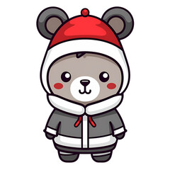 Cute Christmas Panda Clipart Illustration