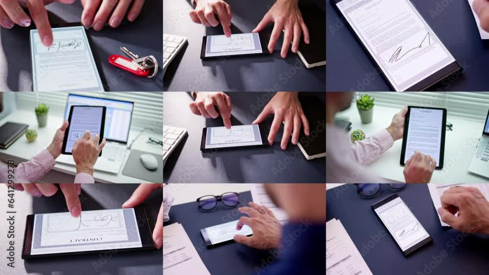 Poster digital signature on contract document online