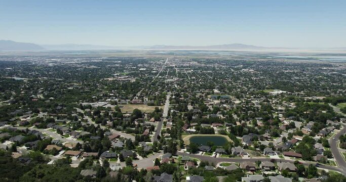 Salt Lake City Suburb in Bountiful, Davis County - Aerial Drone Landscape
