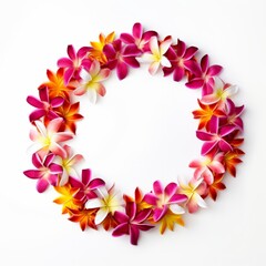 Hawaiian lei on white background.