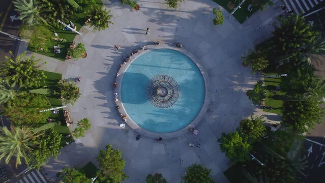 The famous Dizengoff Square, Tel Aviv - is a social meeting place for people who sit in the shade for a social drinking, eat together and meet new friends