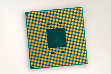 Personal computer processor close-up shot. CPU.