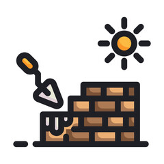 brick wall line icon best for web design