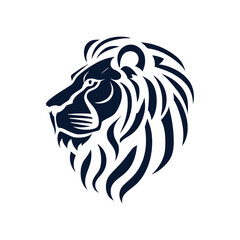 lion head portrait silhouette in black color