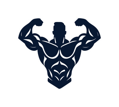 man with big muscle silhouette in black color