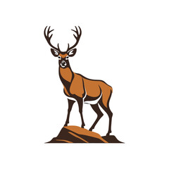 deer stand on rock logo with good quality