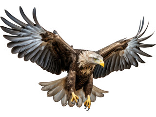 flying eagle with big wings isolated on transparent background