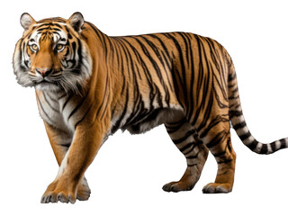 striped tiger, wild animal isolated on transparent background