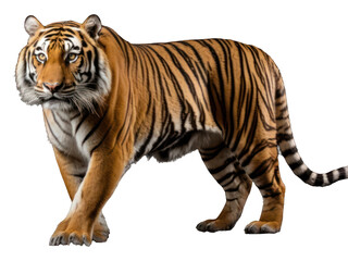 Obraz premium striped tiger, wild animal isolated on transparent background