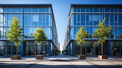 Building with shuttered windows. Generative AI.