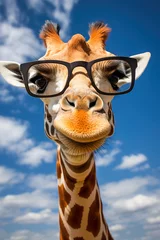 Gordijnen Amusing giraffe sporting eyewear  © fotogurmespb