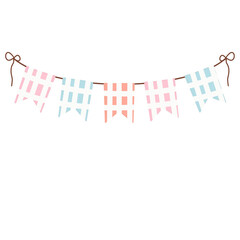 Blue, orange and pink pennants Party flag.
