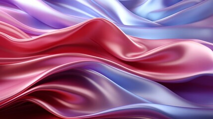 Closeup of rippled colorful silky smooth fabric as background. Generative AI.