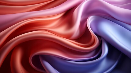 Closeup of rippled colorful silky smooth fabric as background. Generative AI.