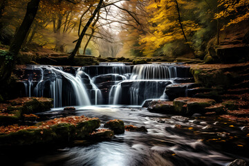 Fototapeta na wymiar Waterfall in the autumn, Landscape