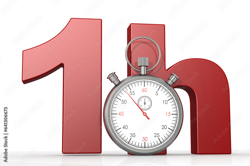 Poster stopwatch with 1 hour time limit isolated
