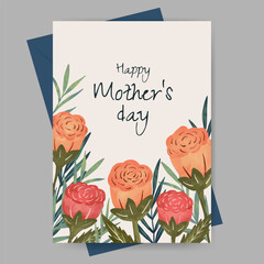 mothers day greeting card with flower watercolor illustration