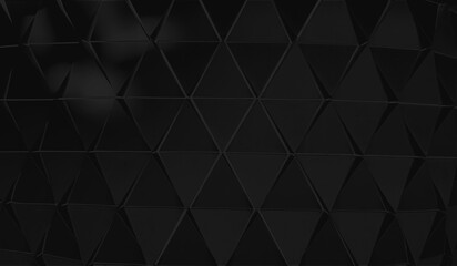 Fototapeta na wymiar Abstract black dark geometric banner design background. Low polygon shapes background, triangles mosaic, creative wallpaper, template design. Minimal geometrical style. Website background