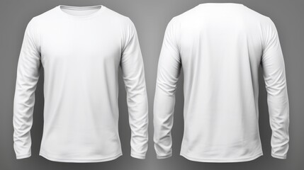 a mock up of front and back white t shirt long Sleeve templates on a gray background generated by AI